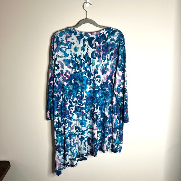 LOGO by Lori Goldstein Abstract Colorful Print Asymmetrical Hem Tunic Top Sz XL - Picture 5 of 5
